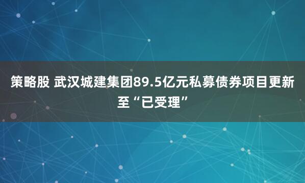 策略股 武汉城建集团89.5亿元私募债券项目更新至“已受理”